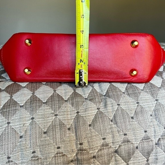 Onna Ehrlich Red Leather Handbag Purse with Top Handle & Tassel Made in USA πΊπΈ - Picture 13 of 14
